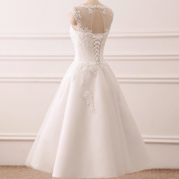 Plus friendly❤️Audrey Hepburn Courthouse Ivory Tulle Wedding Gown,2-26W - Picture 3 of 8